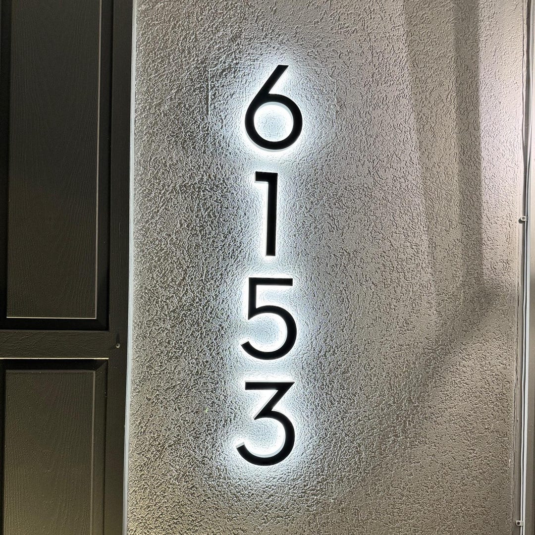 Backlit Number Sign, House Number Plaque, Custom Address Sign, LED ...