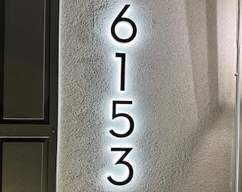 Plaque numérotée rétro-éclairée, Plaque de numéro de maison, Plaque d'adresse personnalisée, Lettres en métal à LED, Enseigne lumineuse d'extérieur, Enseigne d'adresse de magasin, Lettres pour mur