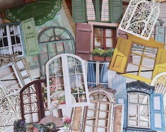 Vintage Window Stickers & Paper Frames, Die Cut Window Cards, Decorative Borders, Journaling Scrapbook Collage Supplies, 10 Pieces/pack