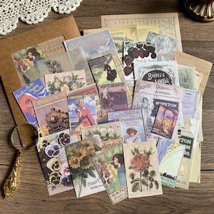 50 Vintage Junk Journal Kit, Ephemera Paper, Scrapbook Pape Pack, Mixed Media Collage Pack,Junk Journal Supplies for Scrapbooking,Journaling