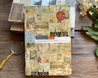 Vintage Collage Journal Notebook, A5 Thick Writing Notebook, 4 Cover Options,Retro Scrapbook Style,Daily Journal, Gift Notebook, Mixed Pages