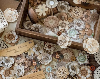 Vintage Fabric Floral Stickers, Cottagecore Flower Stickers for Junk Journals, Scrapbook, Collage, Journal Craft Supplies