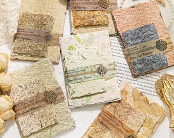 Embossed Specialty Paper Set – 6 Vintage Texture Packs, Scrapbook Journal Paper,Collage Supplies,Mixed ppaer,Junk Journal Ephemera Paper Kit