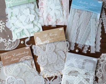 White Lace PET Stickers, Lace Bow & Frame Stickers, Coquette Scrapbook Supplies, Vintage Junk Journal Stickers, Romantic Lace Decor, 30Pcs