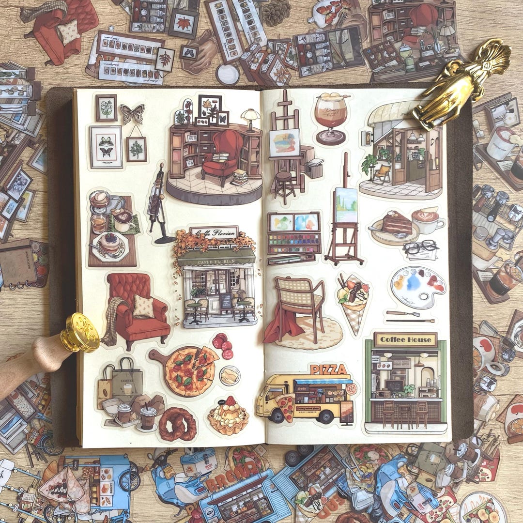 Life Style Sticker Vintage Lifestyle Sticker Pack – Food Court, Collection Room, Coffee ...