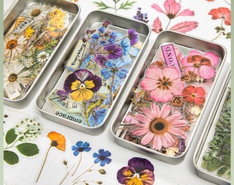 Pressed Flower PET Stickers, Botanical Leaves and Vintage Labels for Journaling, 50-Piece Pack