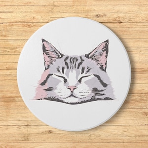 Whimsical Cat Ceramic Coaster, Cute Cat Lover Decor, Pet Gift, Housewarming Gift, Kitchen Accessory, Drinkware Coaster