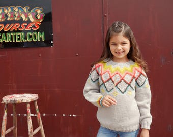 Unisex Child Fair Isle Sweater Knitting Pattern – Digital Download (PDF)