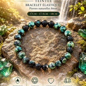 Pulsera de ágata de fuego verde de 8 mm: poderosa protección energética, conexión profunda con la tierra y transformación espiritual | Emoción - Despertar interior