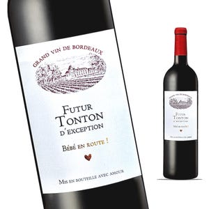 Annuncio di gravidanza sull'etichetta del vino - Futuro zio - Stile: Bordeaux - FUNFEST