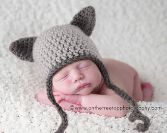 NEWBORN Baby Cat Hat, Baby Boy Cat Hat, Baby Girl Cat Hat, Cat Hat, Baby Cat Hat, Light Grey, Dark Grey Ears, Baby Photo Props,  Baby Gift