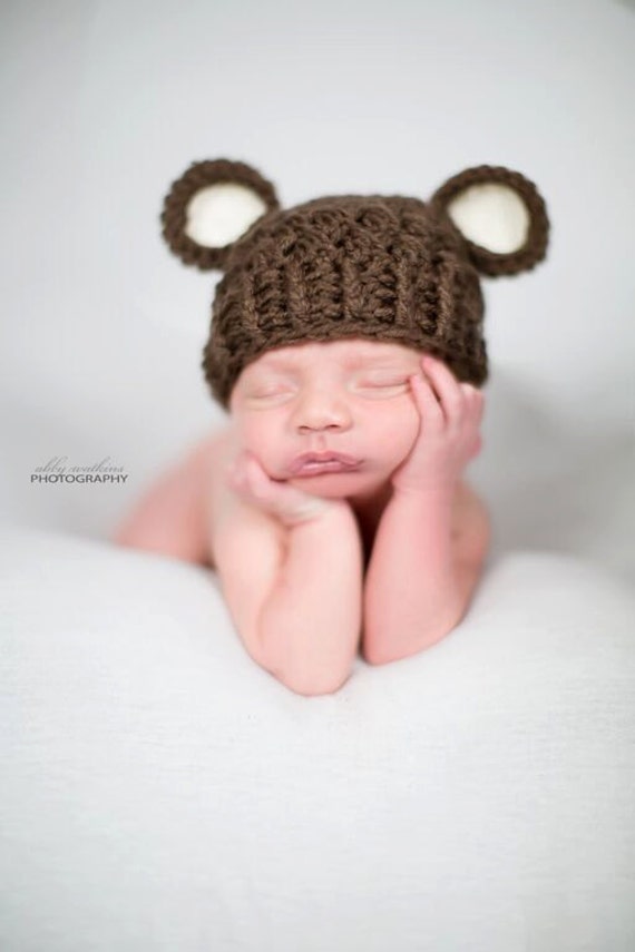 Bebe Bonnet Bonnet Bebe 0 A 1 Mois Bebe Ourson Bonnet Brun Etsy