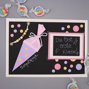 Einschulungskarte mit Schultüte und Tafel | Du bist erste Klasse | personalisierbar | Geschenk zur Einschulung | Schulstart