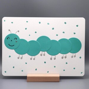 Personalisierte Kinderkarte mit Raupe | Handgemacht | Namenskarte | Geburt | Taufe | Einschulung | Deko Kinderzimmer | Geschenkidee