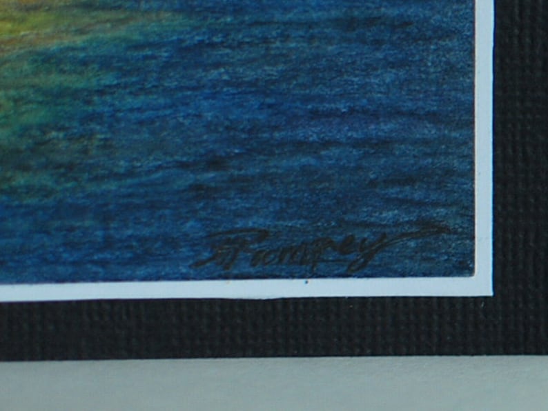 Original Artwork Sunset Over The Sea Greeting Card 5 x 7