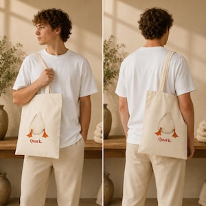 Funny Duck Butt Tote Bag, Quark Canvas Design for Bird Lovers