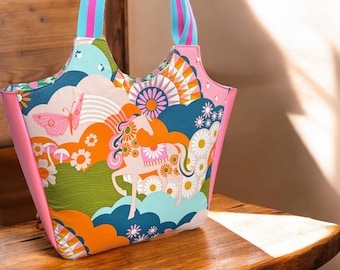 Carousel Ruby Star Society Tote Bag: Oversized Laptop Bag with Faux Leather