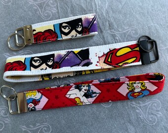 Girl super hero key fob key chain, Key Chain, Key Holder, strong woman gift for her, girl power key fob