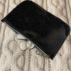 Bolsa reutilizável para cartão-presente, bolsa com zíper de vinil brilhante