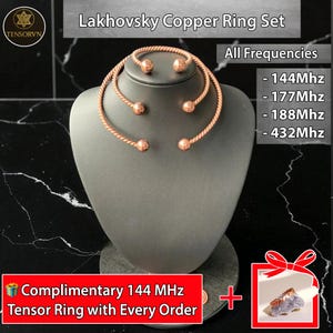 Lakhovsky Copper Ring Set – Compact Energy Resonator Trio, Necklace or Anklet, Customizable Frequency 144Mhz, 177Mhz, 188Mhz, 432 MHz,Tensor
