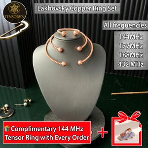 Lakhovsky Copper Ring Set – Compact Energy Resonator Trio, Necklace or Anklet, Customizable Frequency 144Mhz, 177Mhz, 188Mhz, 432 MHz,Tensor