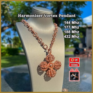 Harmoniser Vortex X4 Pendant – Handmade 99.99% Pure Copper Tensor Necklace | Sacred Geometry | 144 MHz | 177 MHz | 188 MHz | 432 MHz