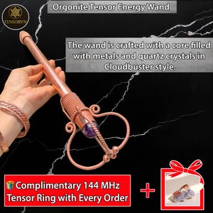 Orgonite tensor-energiestaf, amethistbol, 40 cm, heilige geometrie energie- en meditatiecadeau
