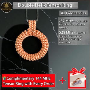 Double Helix Tensor Ring, Dual Frequency Copper Pendant, Sacred Geometry Necklace, Grounding Tool, Wellness & Relaxation Gift