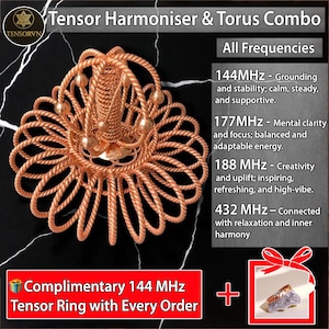 Tensor Harmoniser & Torus Combo – 432MHz, 177MHz, 144MHz, 188MHz, Sacred Geometry Design, Energy Tool, Field Generator