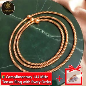 Tensor Ring Full Cubit With Bead, Handmade Copper Energy Ring for EMF Balance, Meditation, and Grounding Support