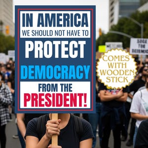Protect Democracy, No Kings Protest Sign, Anti-Trump, Political Activist Poster, Rally Sign, Resist Fascism Protest Poster