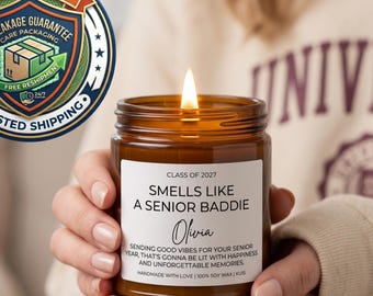 Smells Like a Senior Baddie Candle, Class of 2027 Gift, Personalized Back to School Gift for Daughter, High School Senior Night Gift