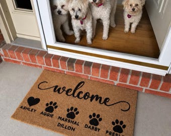 Custom Family Doormat Custom Dog Doormat Dog Gift Ideas for Dog Lovers Housewarming Gifts for Dog Owner Gift Dog Door Mat Dog Mom Doormat