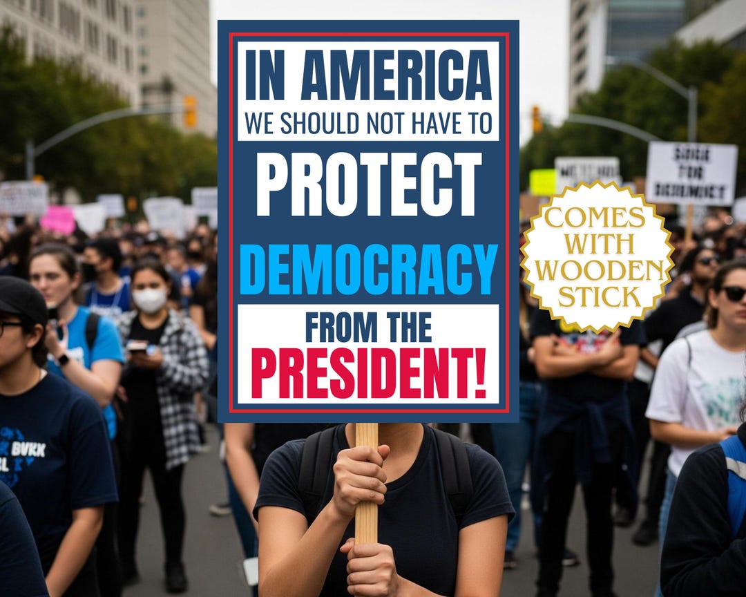 Protect Democratic Rights Protect Democracy, No Kings Protest Sign, Anti-trump, Political ...
