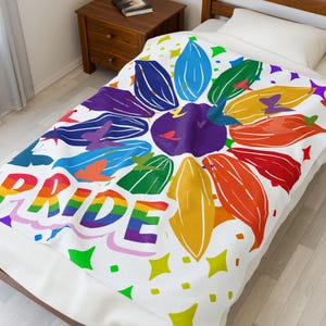 Velveteen Plush Blanket, LGBTQ+ Pride 2025 Throw, Rainbow Pride Blanket, Cozy LGBTQ Pride Gift, Pride Parade Home Decor, LGBTQ+ Plush Throw