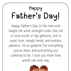 Tarjeta del Día del Padre con los Mejores Deseos / Tarjeta Digital Imprimible para Papá / Mensaje Emotivo de un Niño / Tarjeta de Deseos / Descarga Instantánea
