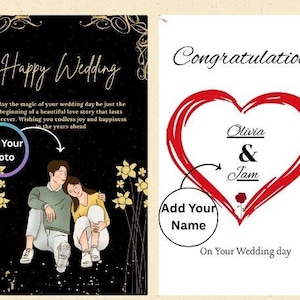 Carte de mariage heureux | Cartes-cadeaux | Carte de voeux de joyeux mariage imprimable | Téléchargement instantané | Carte de mariage minimaliste pour les mariés