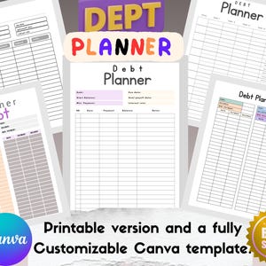 Debt Tracker Printable: Editable Canva Template, Finance Planner (A4/A5/US Letter PDF)