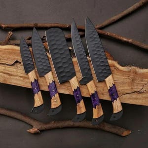 5 Pcs Damascus Steel BBQ Chef Set Handmade Kitchen Knives Hand Forged Chef knives Set Damascus Chef knife Anniversary & Birthday Gift