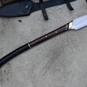 Custom Handmade Carbon Steel Blade Leaf Spear Sword - Hunting Spear Camping