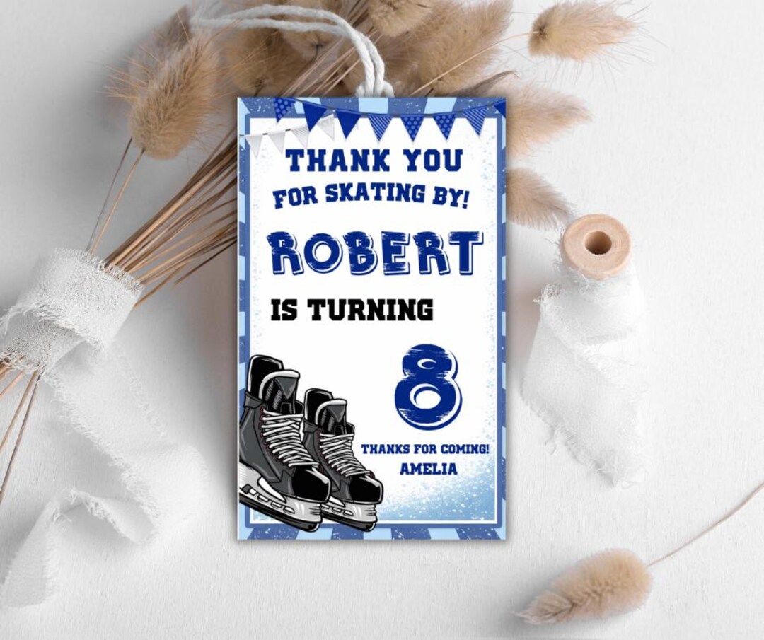 Ice Skating Birthday Party Favor Tags. Printable Gift Label. Skatetheme ...