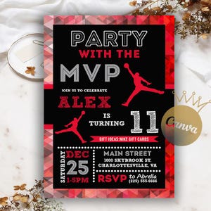 Jumpman Birthday Invitations Kid Birthday, Basketball Birthday Party Invitation, Sports-Themed Party Invite Instant Download