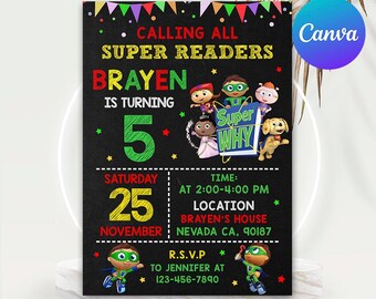 Super Whai Einladung, Super Whai GeburtstagSuper Whai Geburtstag einladen,Super Whai Party Einladung, Super Whai Geburtstagsfeier, bearbeitbare Canva