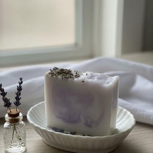 Lavender soaps with goat milk, handmade, natural products, vegan.