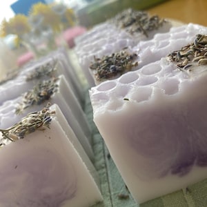 Lavender soaps with goat milk, handmade, natural products, vegan.