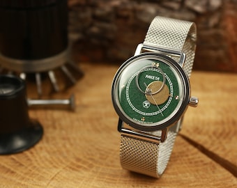 Vintage Raketa Copernic Mechanical Watch | USSR Space Theme, Green Dial