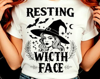 Resting Witch Face PNG, Retro Halloween Sublimation Design, Sarcastic Halloween Png, Retro Halloween Png, Women Sassy Attitude Png,