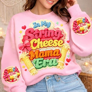 String Käse Mama Era PNG, lustiges Mutterleben Shirt Design, Kokettenbogen String Käse Mama Grafik T-Shirt, überreiztes Mama Sublimationspaket