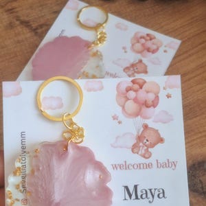 Portachiavi a tema orsetto con biglietto, 10 pezzi, regalo per baby shower, compleanno, neonato.