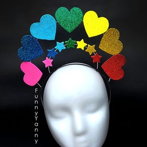 Lgbt hearts tiara, Rainbow headband, LGBT headband, lgbt heart, hearts tiara, rainbow tiara, halo  headband, rainbow crown, pride crown